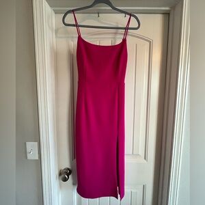 Fuchsia Midi Dress with Spaghetti Straps